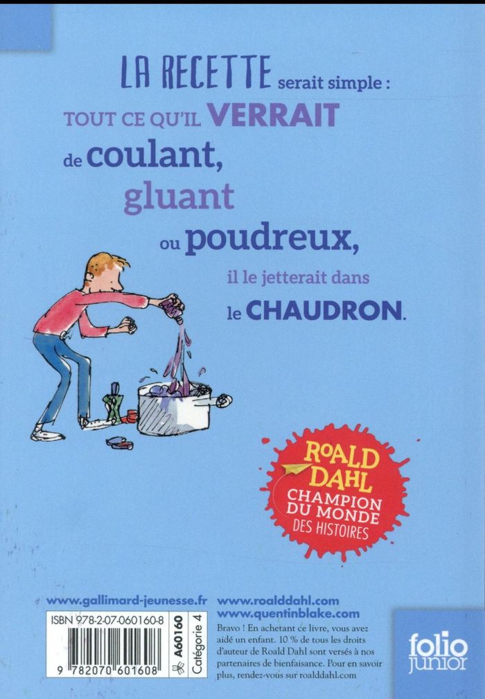 Quatrième de couverture de « LA POTION MAGIQUE DE GEORGES BOUILLON »