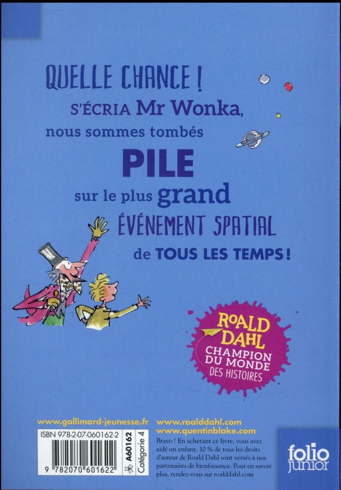 Quatrième de couverture de « CHARLIE ET LE GRAND ASCENSEUR DE VERRE »