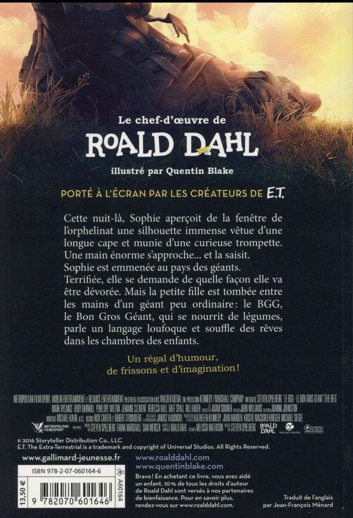 Quatrième de couverture de « Le BGG : le bon gros géant »