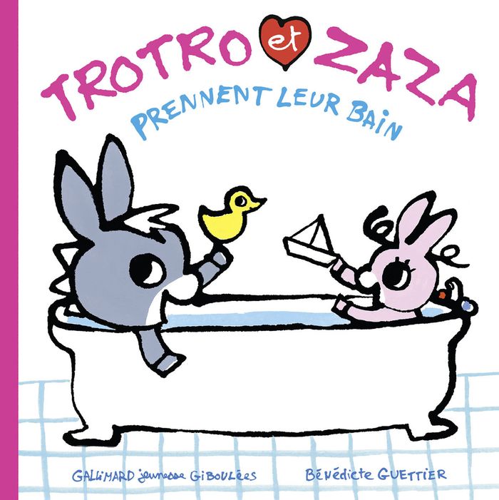 Couverture du livre « Trotro et Zaza prennent leur bain » de Bénédicte Guettier, librairie Les Contes Infusés à Corte