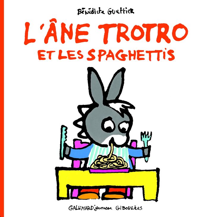 Couverture du livre « L'âne Trotro et les spaghettis » de Bénédicte Guettier, librairie Les Contes Infusés à Corte