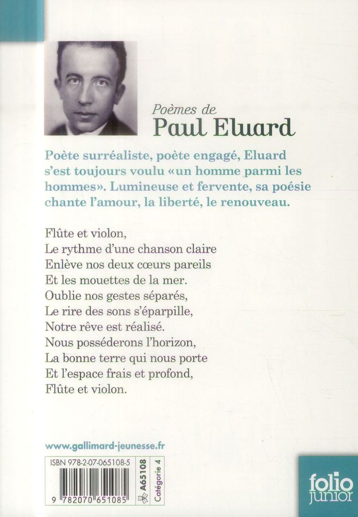 Quatrième de couverture de « Poèmes de Paul Eluard »