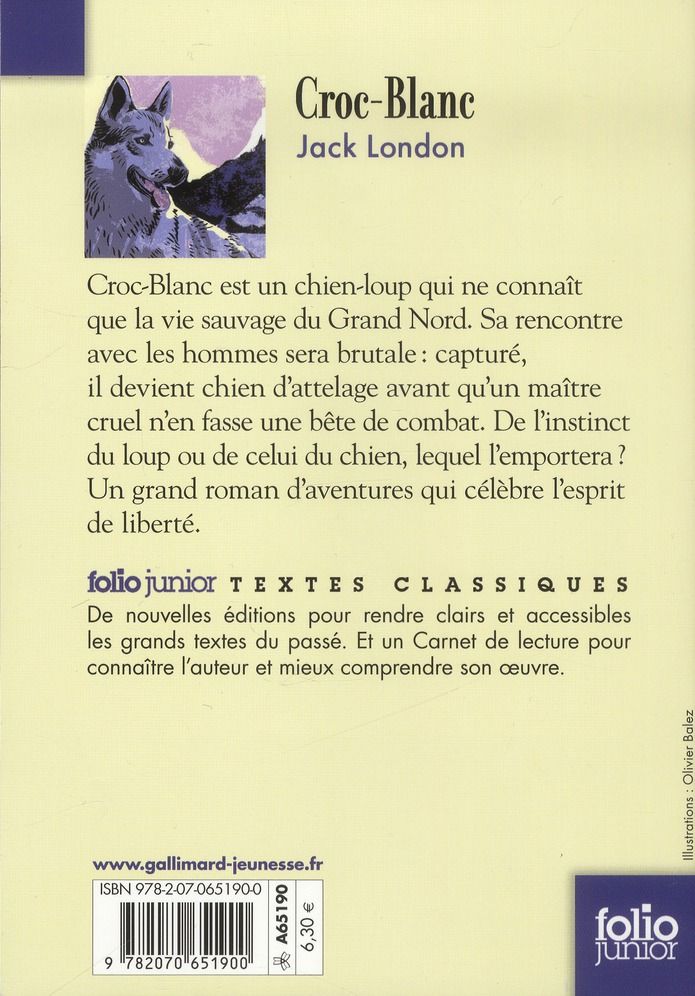 Quatrième de couverture de « CROC-BLANC »