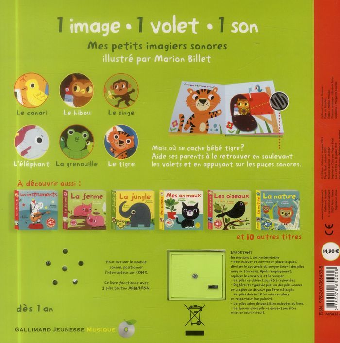 Quatrième de couverture de « Où est bébé tigre ? : 6 volets à soulever, 7 sons à écouter »