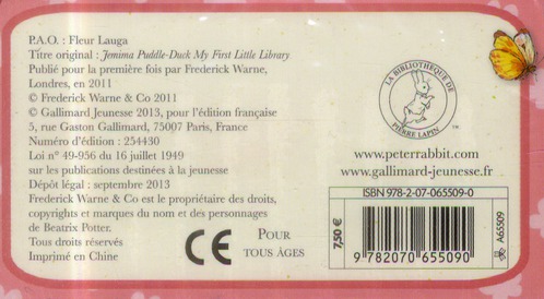 Quatrième de couverture de « MA PREMIERE PETITE BIBLIOTHEQUE SOPHIE CANETANG »