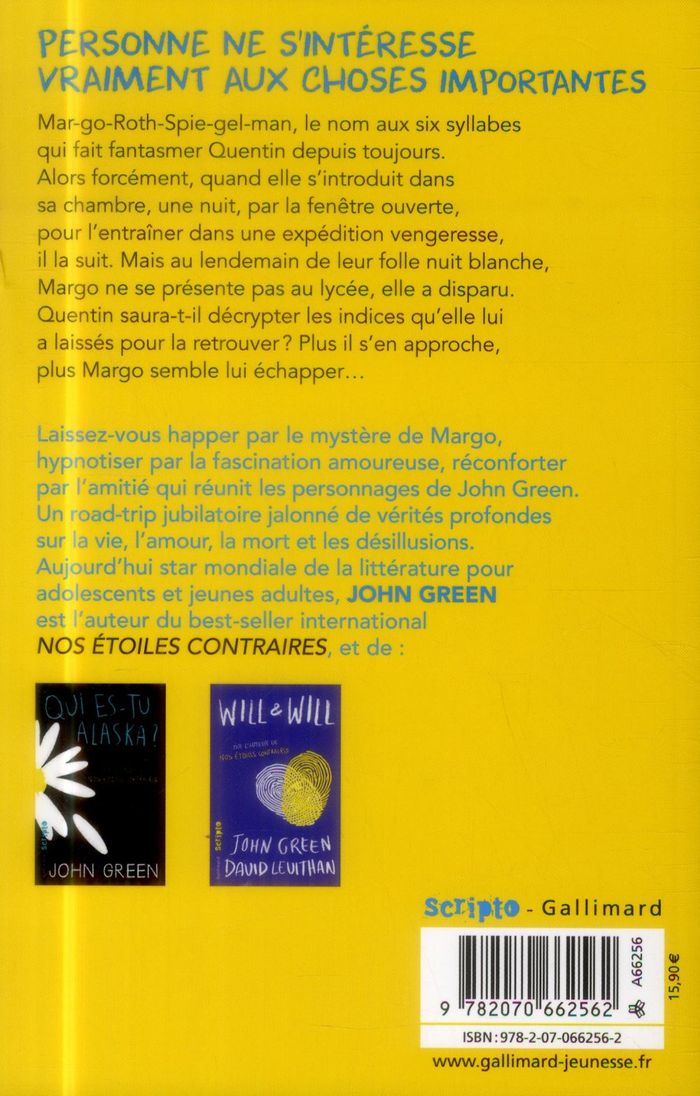 Quatrième de couverture de « La face cachée de Margo »