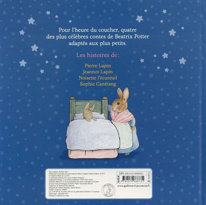 Quatrième de couverture de « PIERRE LAPIN : LES HISTOIRES DU SOIR - 4 CONTES POUR LES PETITS »
