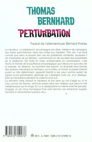 Quatrième de couverture de « PERTURBATION »