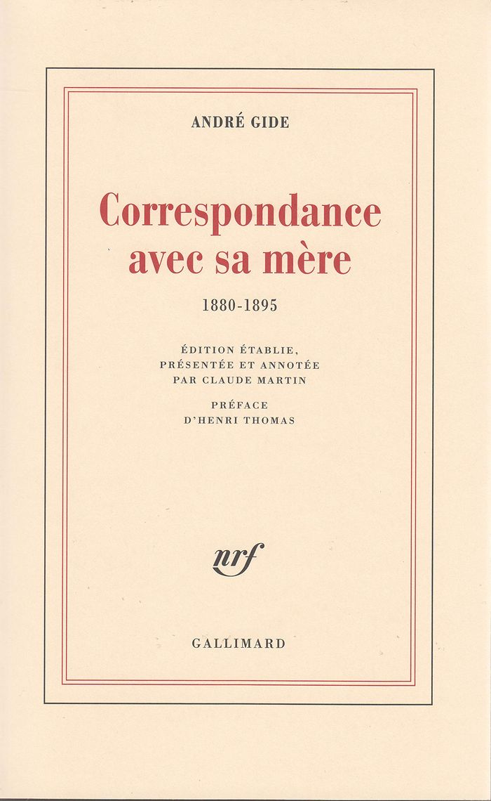 Couverture du livre « CORRESPONDANCE AVEC SA MERE - (1880-1895) » de Gide/thomas, librairie Les Contes Infusés à Corte