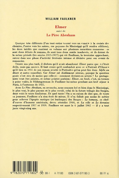 Quatrième de couverture de « ELMER / LE PERE ABRAHAM »