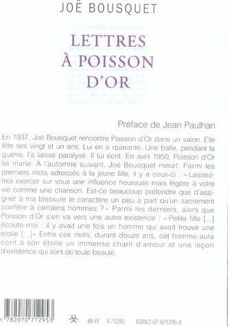 Quatrième de couverture de « LETTRES A POISSON D'OR »