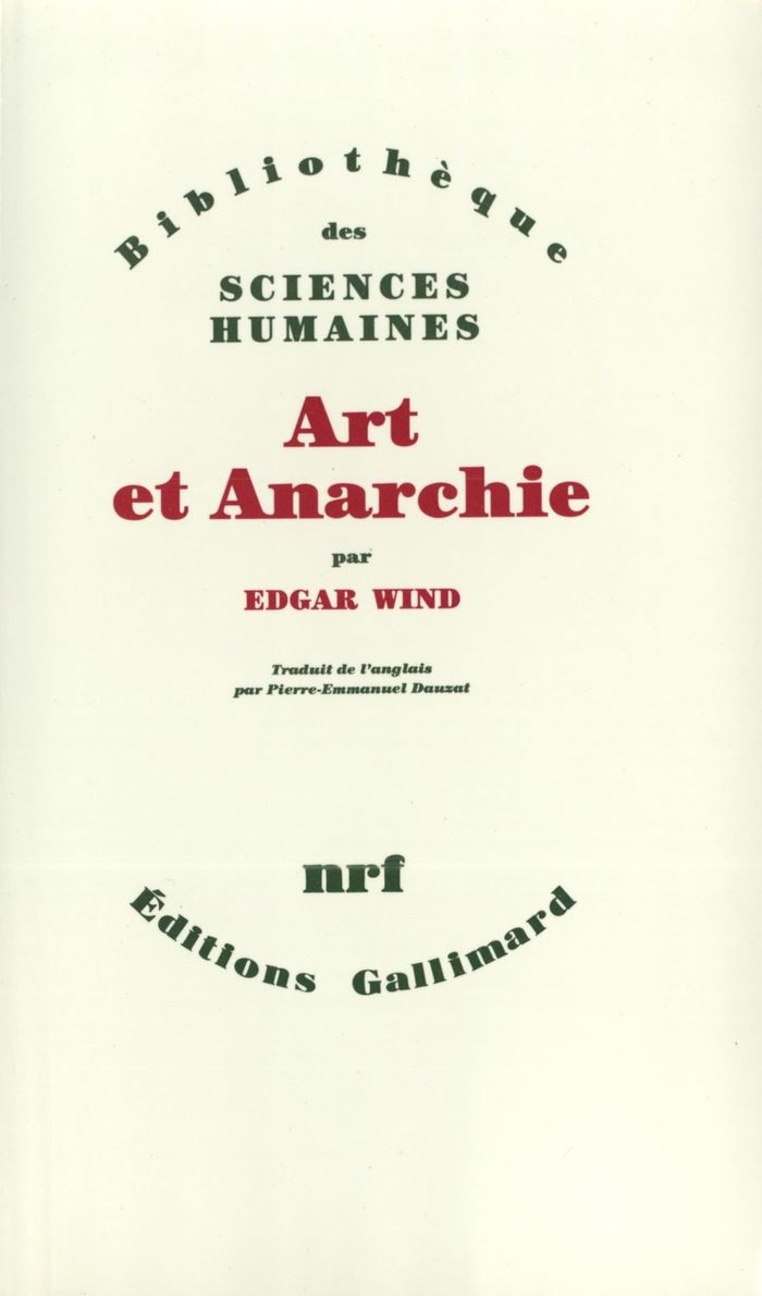 Couverture du livre « ART ET ANARCHIE » de Edgar Wind, librairie Les Contes Infusés à Corte