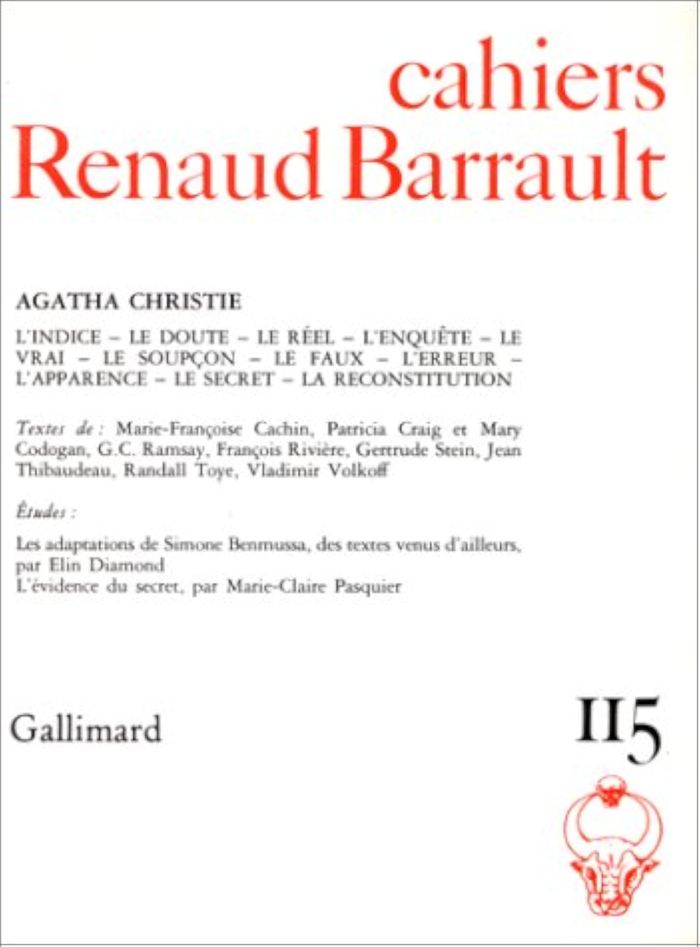 Couverture du livre « CAHIERS RENAUD BARRAULT - AGATHA CHRISTIE », librairie Les Contes Infusés à Corte