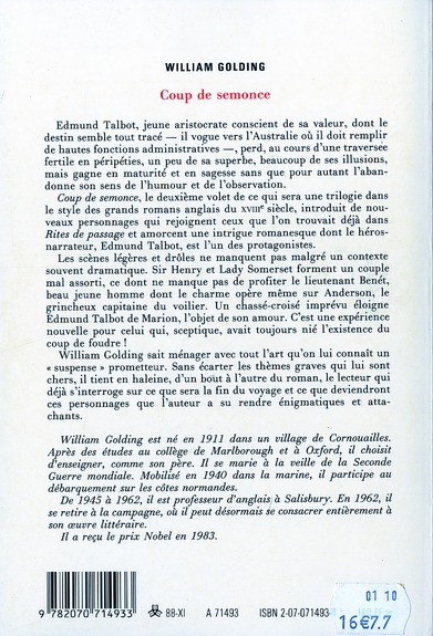Quatrième de couverture de « TRILOGIE MARITIME - II - COUP DE SEMONCE »