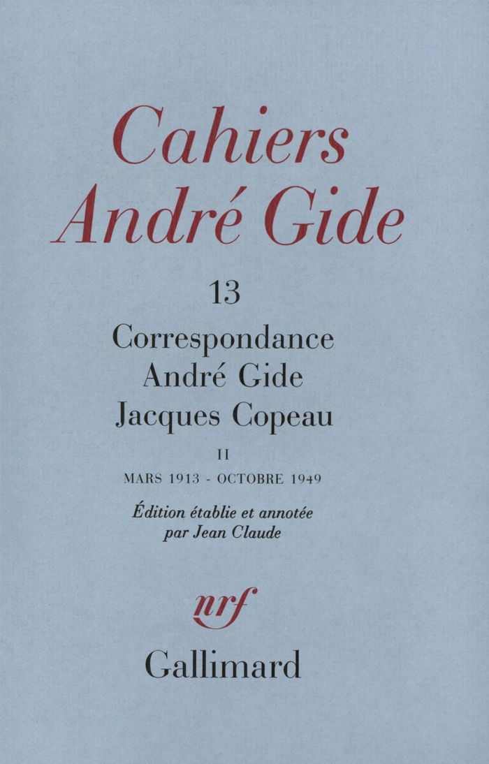 Couverture du livre « CORRESPONDANCE - VOL02 - MARS 1913 - OCTOBRE 1949 » de Gide/copeau, librairie Les Contes Infusés à Corte
