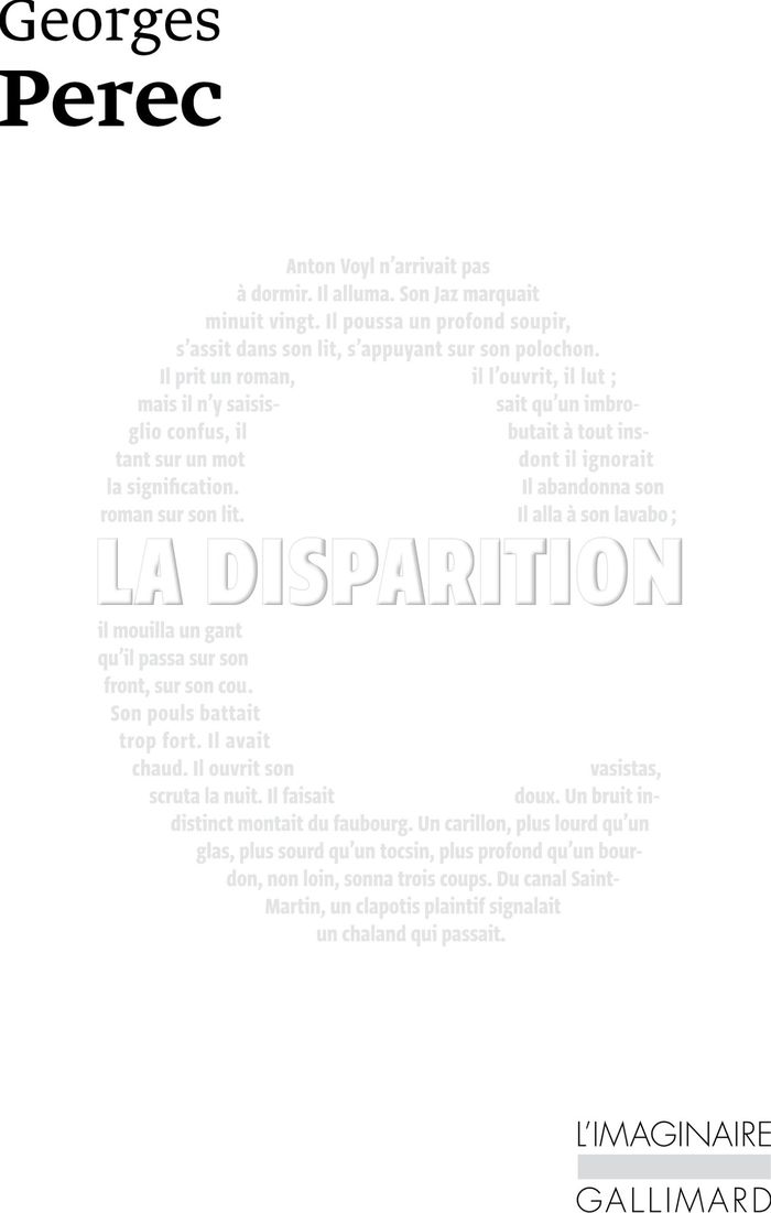 Couverture du livre « LA DISPARITION » de Georges Perec, librairie Les Contes Infusés à Corte
