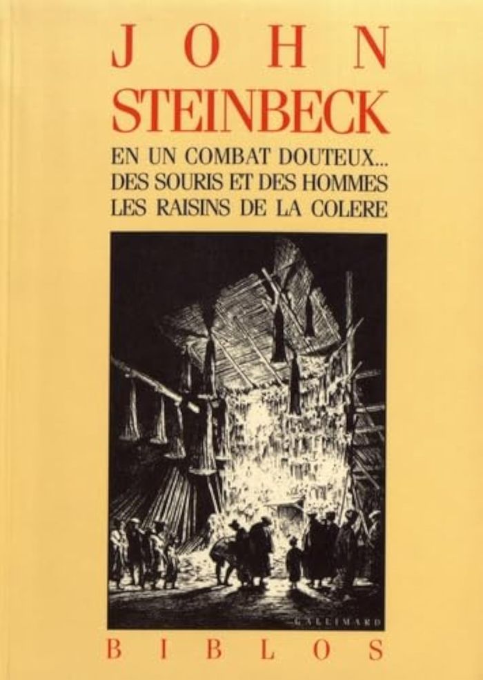 Couverture du livre « EN UN COMBAT DOUTEUX... - DES SOURIS ET DES HOMMES - LES RAISINS DE LA COLERE » de Steinbeck/labro, librairie Les Contes Infusés à Corte