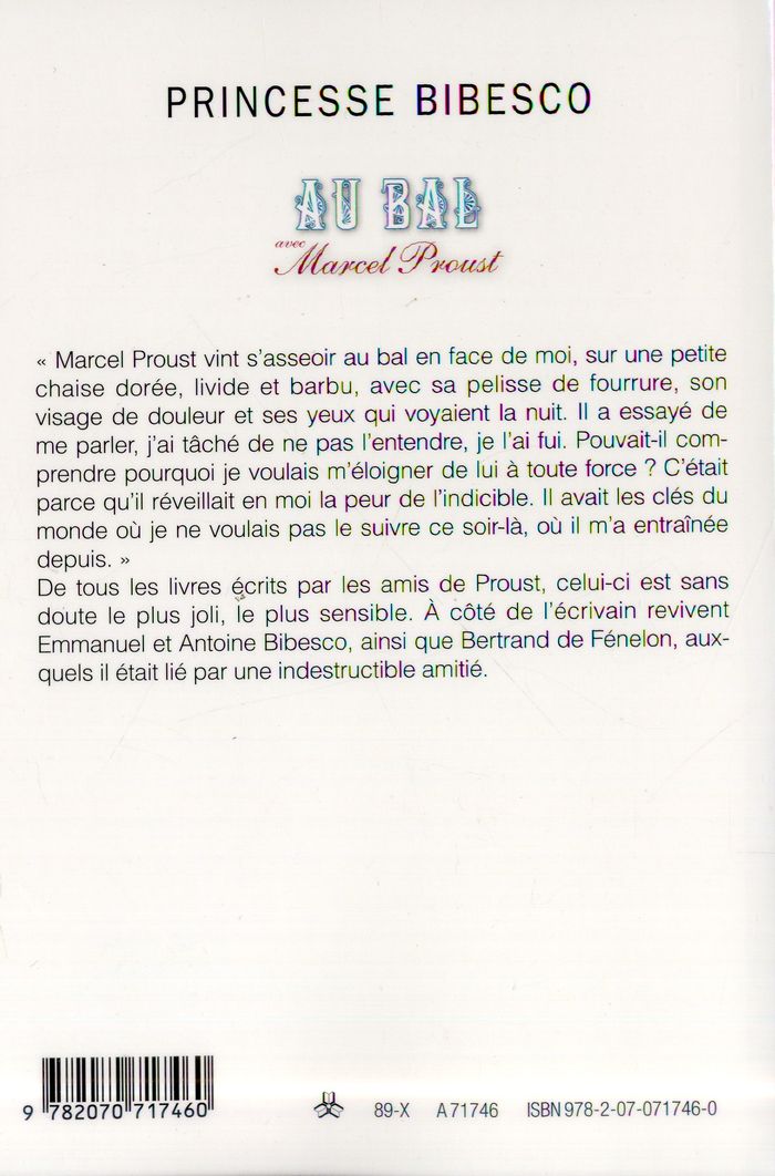 Quatrième de couverture de « AU BAL AVEC MARCEL PROUST »