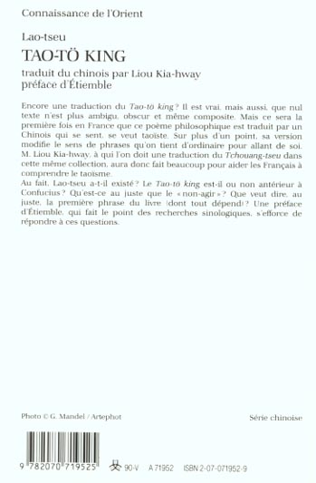 Quatrième de couverture de « TAO-TO KING »