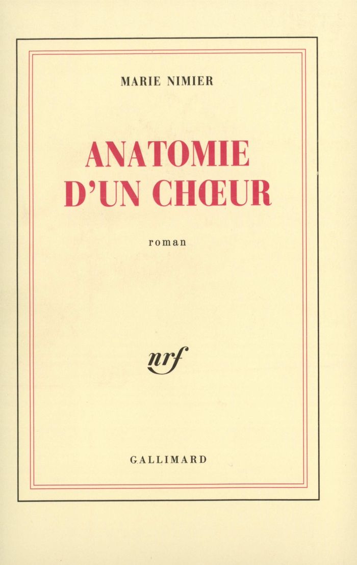 Couverture du livre « ANATOMIE D'UN CHOEUR » de Marie Nimier, librairie Les Contes Infusés à Corte
