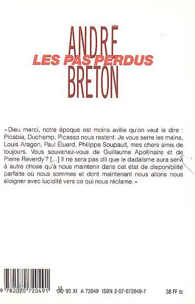 Quatrième de couverture de « LES PAS PERDUS »