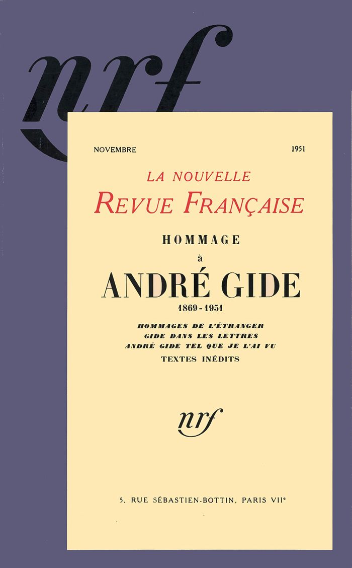 Couverture du livre « HOMMAGE A ANDRE GIDE - (1869-1951) » de Collectif, librairie Les Contes Infusés à Corte