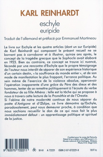 Quatrième de couverture de « ESCHYLE - EURIPIDE »