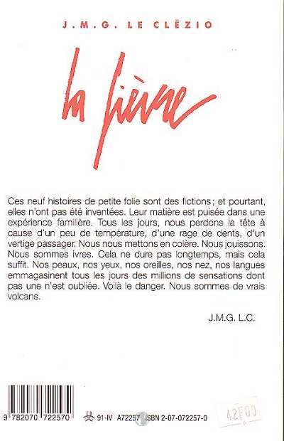 Quatrième de couverture de « LA FIEVRE »