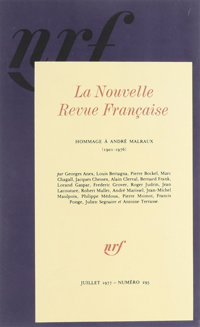 Couverture du livre « HOMMAGE A ANDRE MALRAUX - (1901-1976) » de Collectif, librairie Les Contes Infusés à Corte