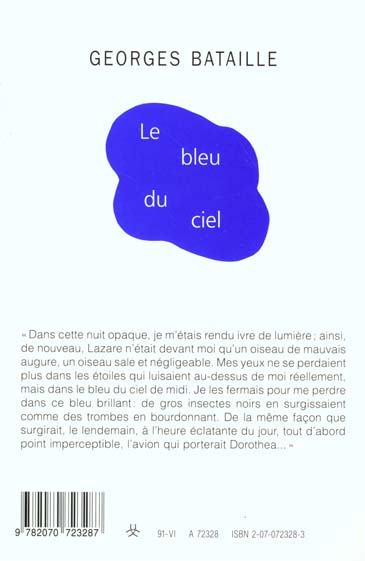 Quatrième de couverture de « LE BLEU DU CIEL »
