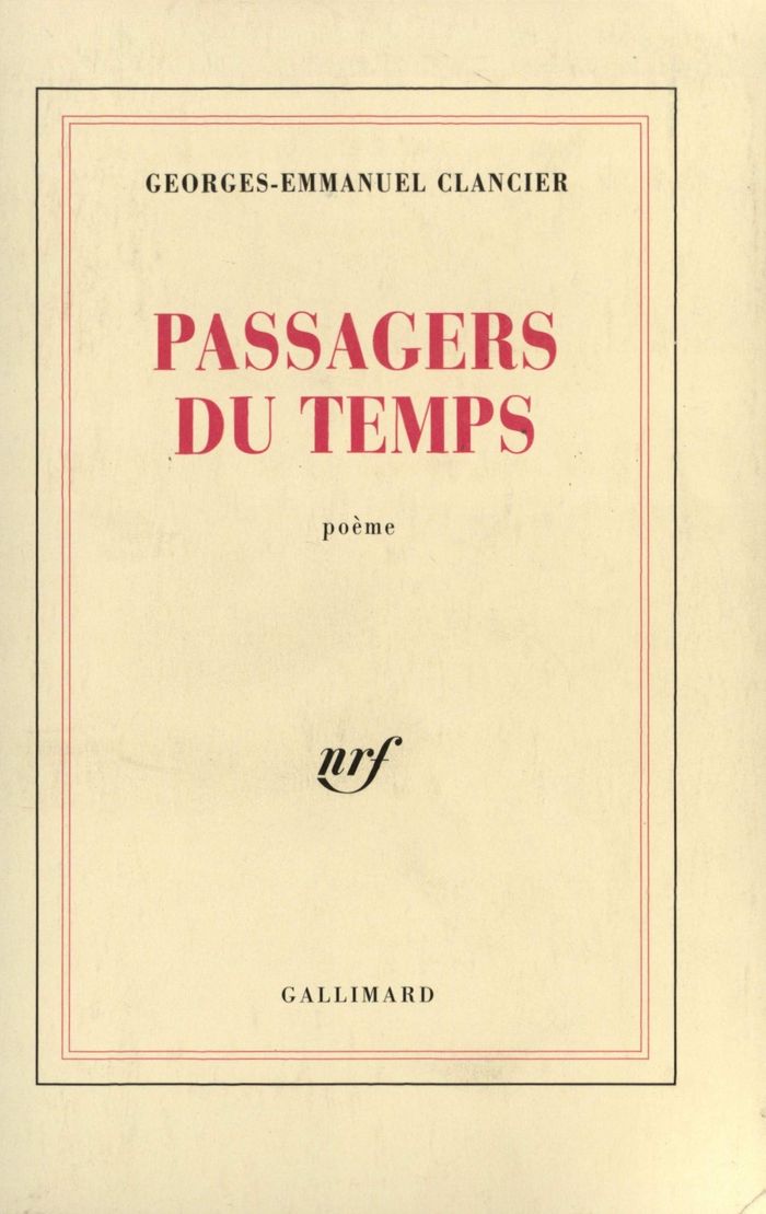 Couverture du livre « PASSAGERS DU TEMPS » de G-E. Clancier, librairie Les Contes Infusés à Corte