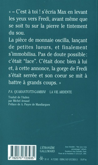 Quatrième de couverture de « LA VIE ARDENTE »