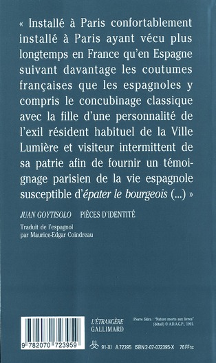 Quatrième de couverture de « PIECES D'IDENTITE »