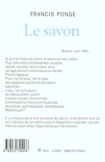 Quatrième de couverture de « LE SAVON »