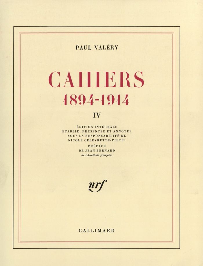 Couverture du livre « CAHIERS - VOL04 - (1894-1914)-1900-1901 » de Valery/bernard, librairie Les Contes Infusés à Corte