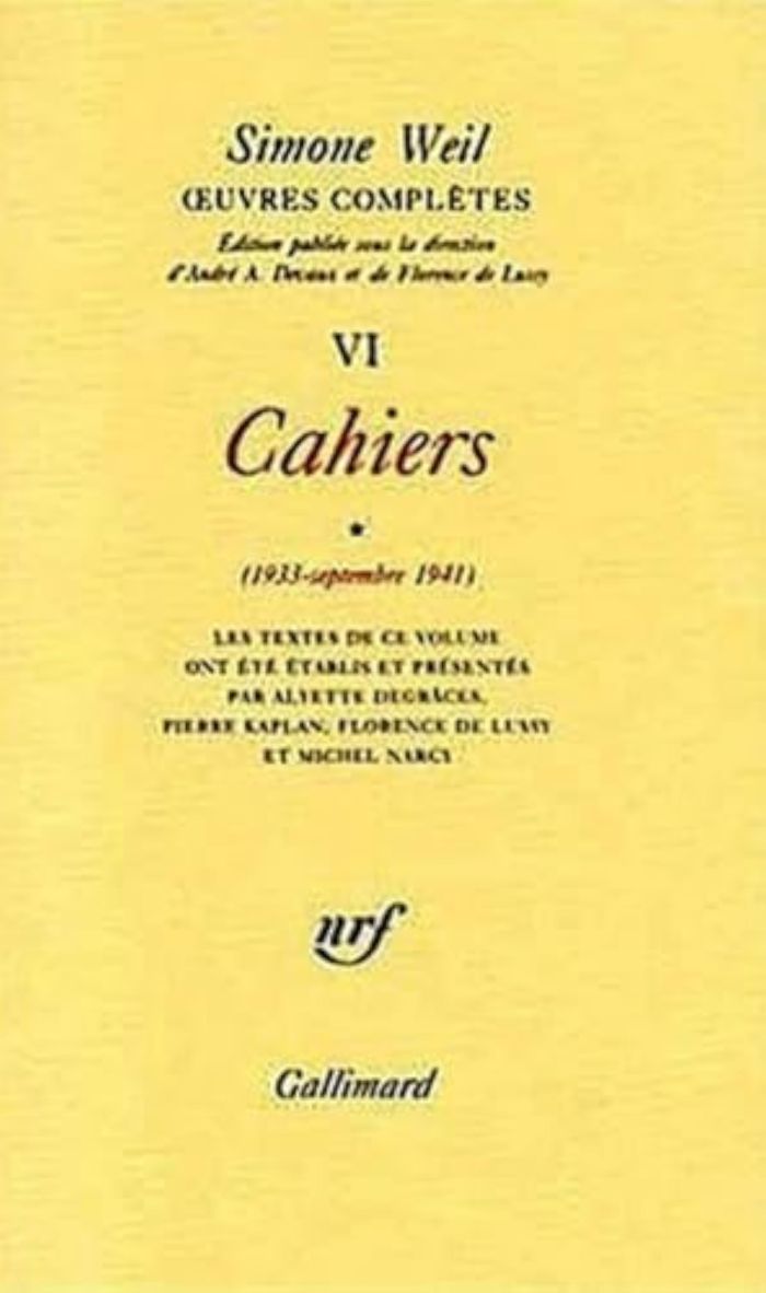Couverture du livre « OEUVRES COMPLETES - VOL06 - CAHIERS (1933 - SEPTEMBRE 1941) 1 » de Simone Weil, librairie Les Contes Infusés à Corte