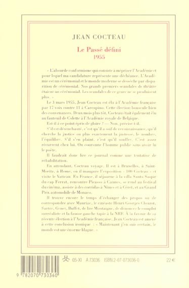 Quatrième de couverture de « LE PASSE DEFINI - VOL04 - JOURNAL-1955 »