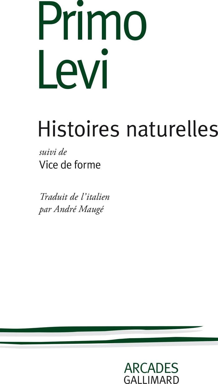 Couverture du livre « HISTOIRES NATURELLES / VICE DE FORME », librairie Les Contes Infusés à Corte