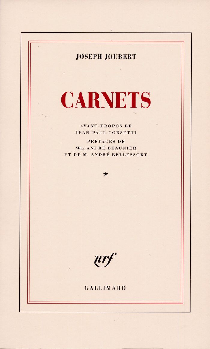 Couverture du livre « CARNETS - VOL01 » de Joubert/bellessort, librairie Les Contes Infusés à Corte