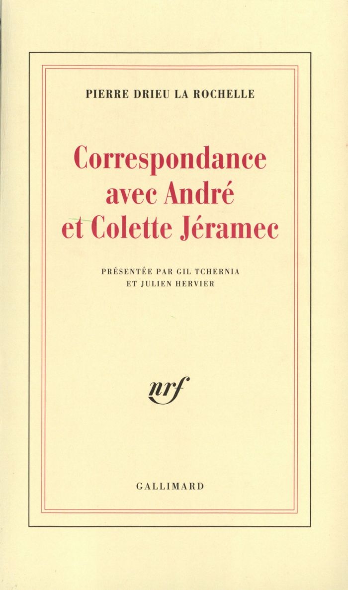 Couverture du livre « CORRESPONDANCE AVEC ANDRE ET COLETTE JERAMEC » de Drieu La Rochelle, librairie Les Contes Infusés à Corte