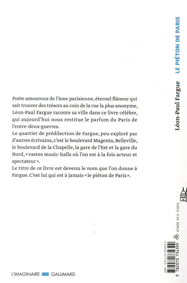 Quatrième de couverture de « LE PIETON DE PARIS / D'APRES PARIS »