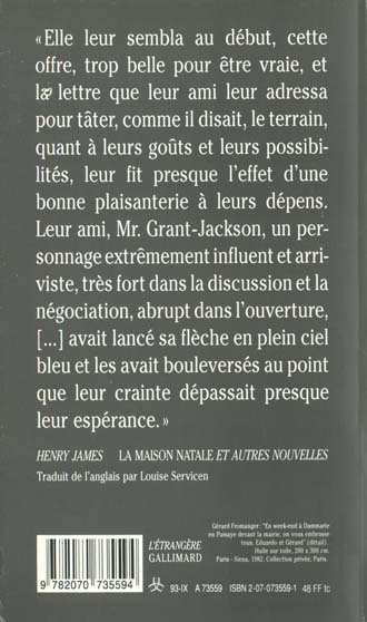 Quatrième de couverture de « LA MAISON NATALE ET AUTRES NOUVELLES »