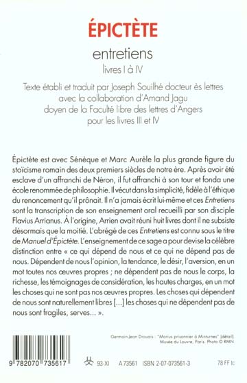 Quatrième de couverture de « ENTRETIENS - LIVRES I A IV »