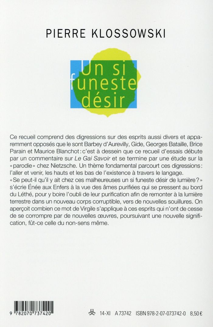 Quatrième de couverture de « UN SI FUNESTE DESIR »