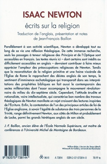 Quatrième de couverture de « ECRITS SUR LA RELIGION »
