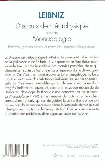 Quatrième de couverture de « DISCOURS DE METAPHYSIQUE / MONADOLOGIE »
