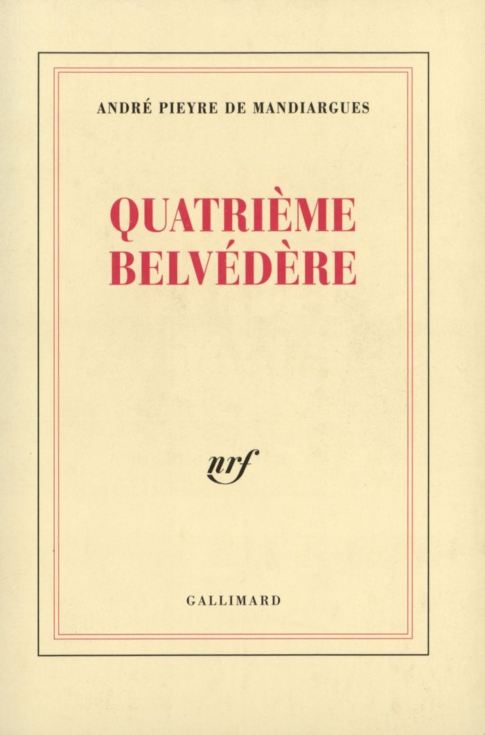 Couverture du livre « QUATRIEME BELVEDERE » de Pieyre De Mandiargue, librairie Les Contes Infusés à Corte