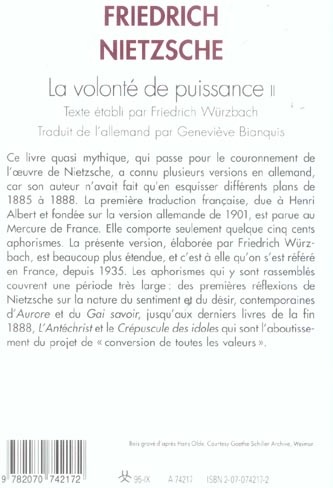 Quatrième de couverture de « LA VOLONTE DE PUISSANCE - VOL02 »