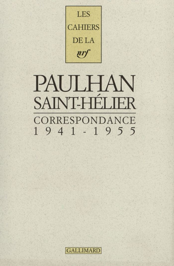 Couverture du livre « CORRESPONDANCE - (1941-1955) » de Paulhan/saint-Helier, librairie Les Contes Infusés à Corte