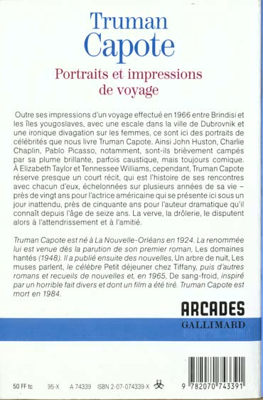 Quatrième de couverture de « PORTRAITS ET IMPRESSIONS DE VOYAGE »